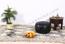 Load image into Gallery viewer, Black Leather Ottoman Pouf from New York
