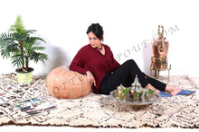 Load image into Gallery viewer, Leather Ottoman Tan Pouf

