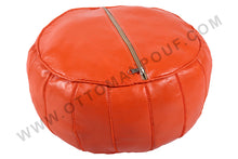 Load image into Gallery viewer, Orange Leather Ottoman Pouf:- Its one of the Healing
