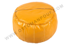 Load image into Gallery viewer, Leather Mustard Yellow Ottoman Pouf

