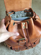 Load image into Gallery viewer, New York small camera Rustic Backpack - handmade natural Leather
