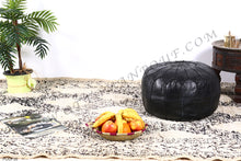 Load image into Gallery viewer, Black Leather Ottoman Pouf from New York

