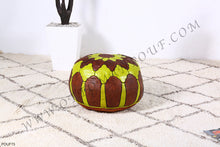 Load image into Gallery viewer, Leather Ottoman in Lime Green
