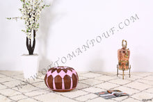 Load image into Gallery viewer, Brown &amp; Pink Leather Pouf
