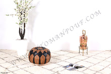 Load image into Gallery viewer, Brown &amp; Black Leather Pouf
