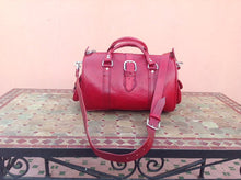 Load image into Gallery viewer, Red Leather Duffle / Messenger
