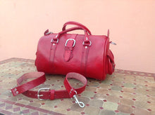 Load image into Gallery viewer, Red Leather Duffle / Messenger
