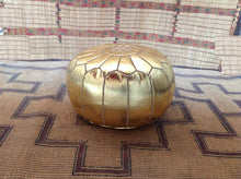Load image into Gallery viewer, Wedding gift - GOLD Leather Pouf - Rich your house with handmade leather GOLD pouf
