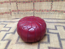 Load image into Gallery viewer, Put Some Burgundy wine in your life - Lovely Warm Red Leather Pouf From New York
