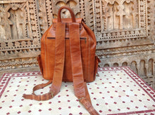 Load image into Gallery viewer, Camouflage Lining in this Great Large Handmade Travel Leather Backpack from New York
