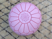 Load image into Gallery viewer, Handmade Leather Ottoman Leather Pouf in Pink
