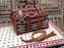 Load image into Gallery viewer, Great Looking with this Colorful Carry on travel tapestry Leather Duffle Bag now in NEW YORK
