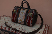 Load image into Gallery viewer, Great Looking with this Carry on travel tapestry Leather Duffle Bag now in NEW YORK
