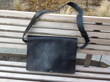 Load image into Gallery viewer, Private listing Black Leather Messenger Bag / Satchel
