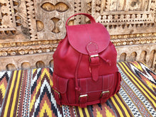 Load image into Gallery viewer, Large Organic Sangria Red Handmade Travel Leather Backpack from New York
