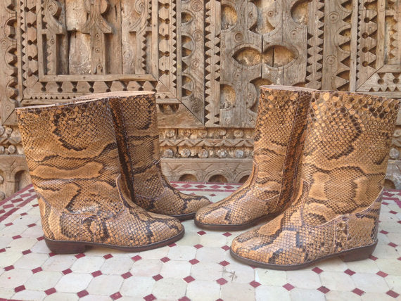 Genuine Snake Skin Handmade Boots
