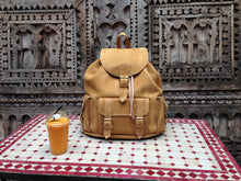Load image into Gallery viewer, Large Mustard Handmade Travel Leather Backpack from new york
