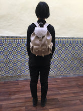 Load image into Gallery viewer, Small Light Gray Leather Backpack with Hand Stitching
