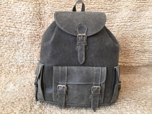 Load image into Gallery viewer, Vintage Light Gray Color on this Amazing Leather Travel Backpack 17&quot; Tall
